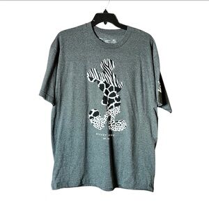 Disney x Neff NWT Mickey Mouse Animal Print Graphic T-Shirt Unisex Gray Size XL